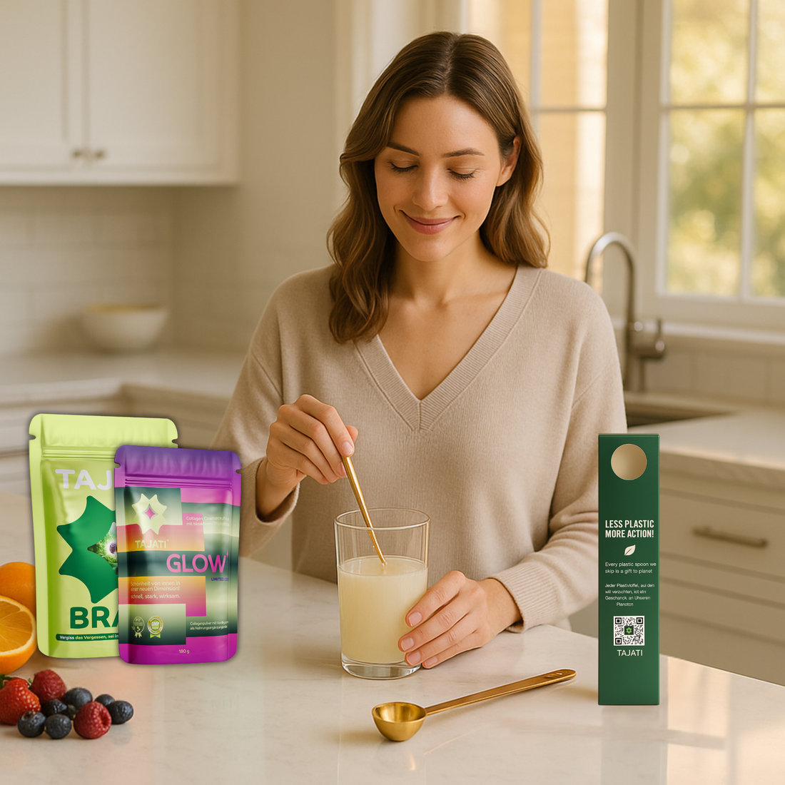 TAJATI® Roségold-Messlöffel für hygienisches Dosieren von Kollagen