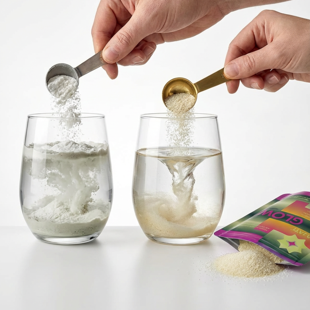 TAJATI® GLOW Granulat löst sich klumpenfrei in Kaffee oder Tee auf