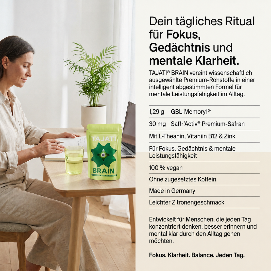 TAJATI® BRAIN mit GBL Memory Complex für Konzentration und Gedächtnis