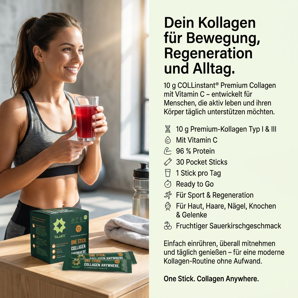 TAJATI® Sportcollagen Kirsch-Geschmack, exakt dosierte Sticks