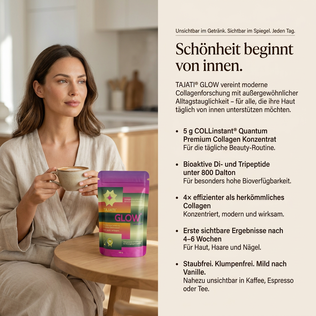 TAJATI® GLOW Verpackung mit Produktangaben und Wirkstoffen