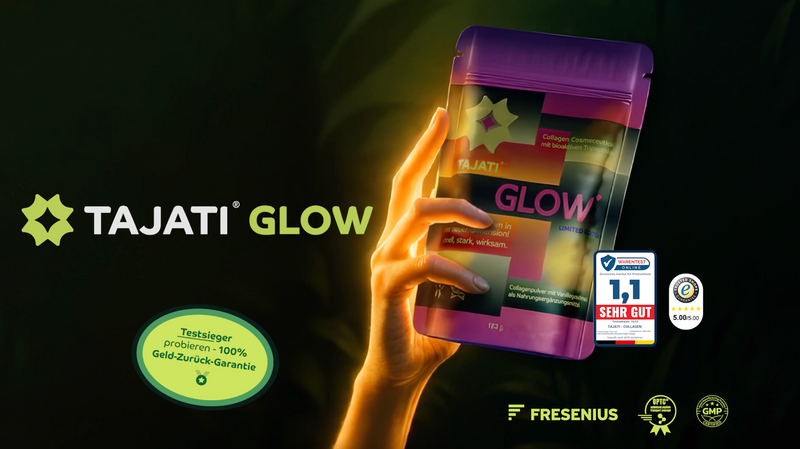 Video: TAJATI® GLOW Löslichkeits-Challenge – 5 g TAJATI® GLOW lösen sich schnell und klumpenfrei im Twister, während Vergleichsprodukte mit 15 g verklumpen
